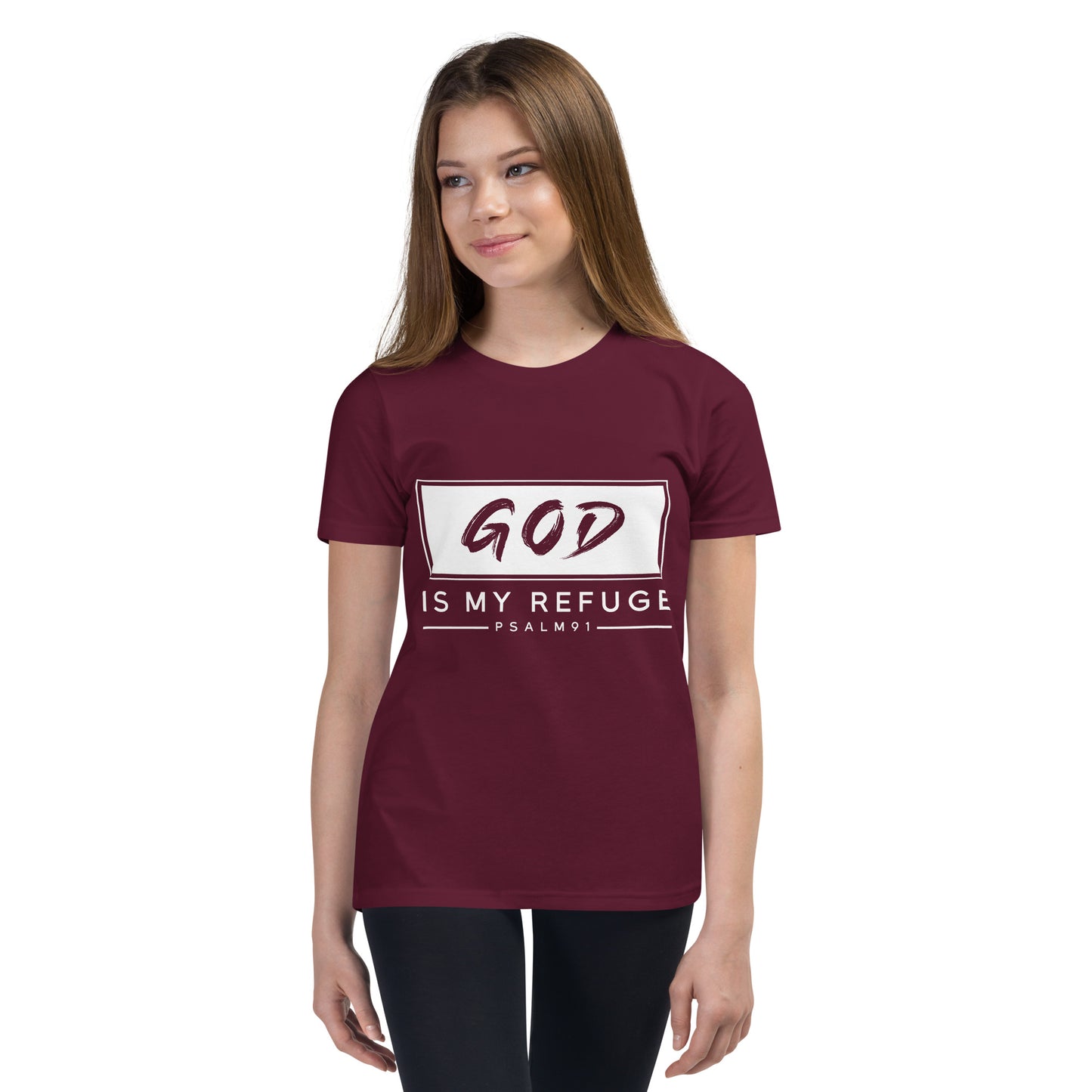 God is my refuge Youth Short Sleeve T-Shirt