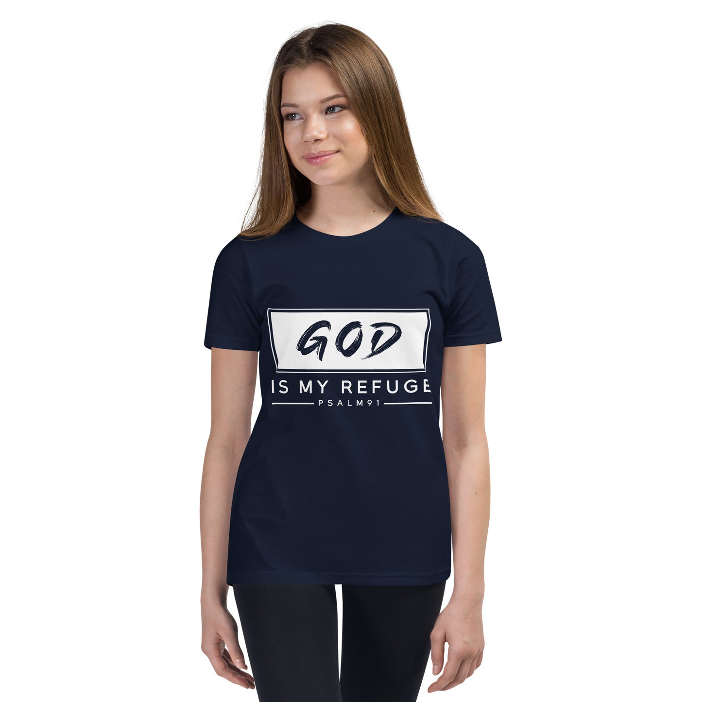God is my refuge Youth Short Sleeve T-Shirt