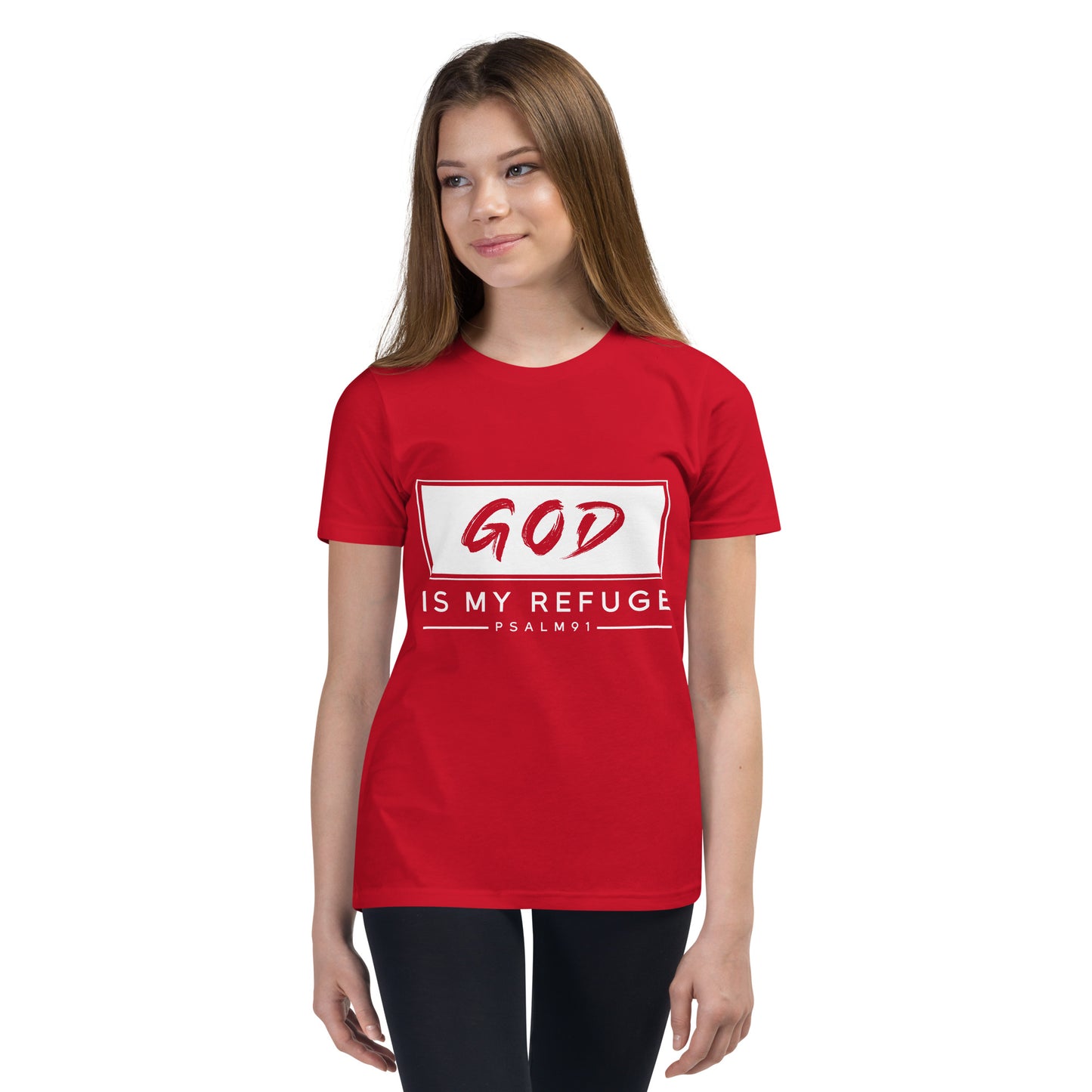 God is my refuge Youth Short Sleeve T-Shirt